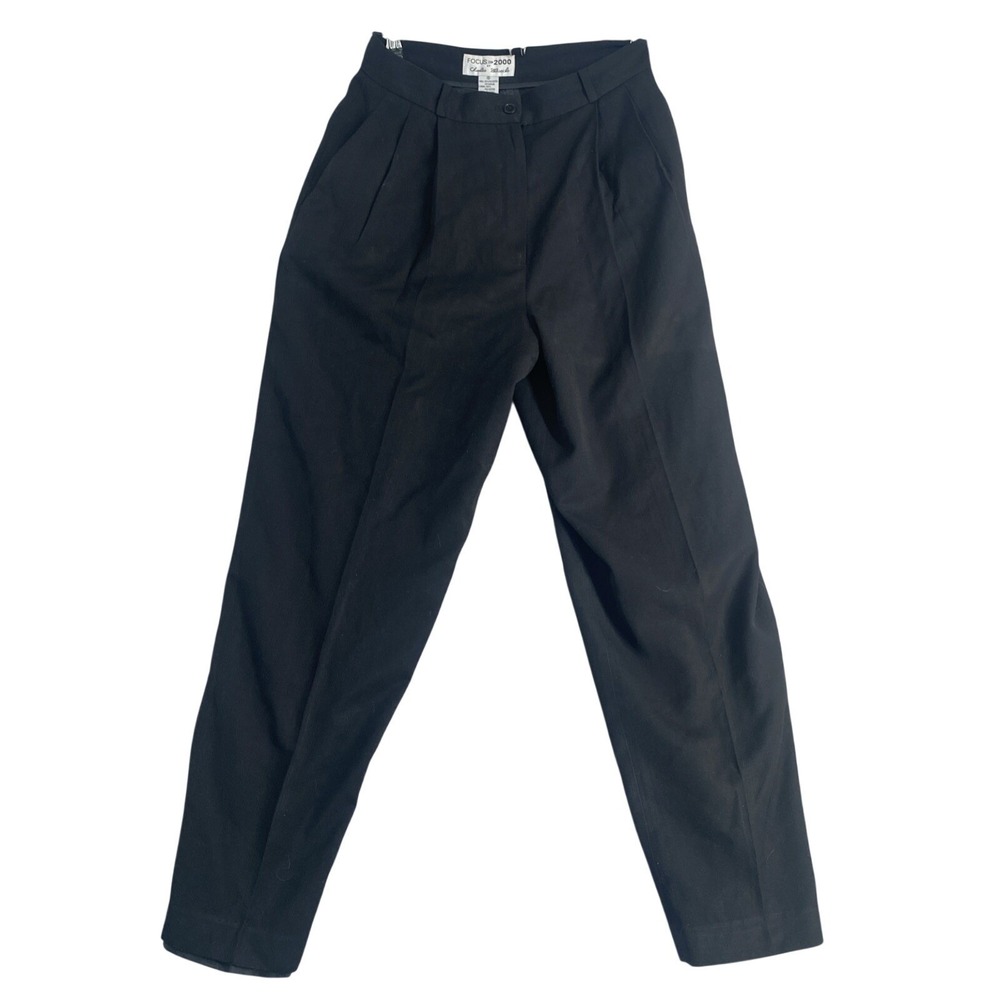 Vintage Black High Waist Lined Women's Polyester Rayon Work Pants S 10